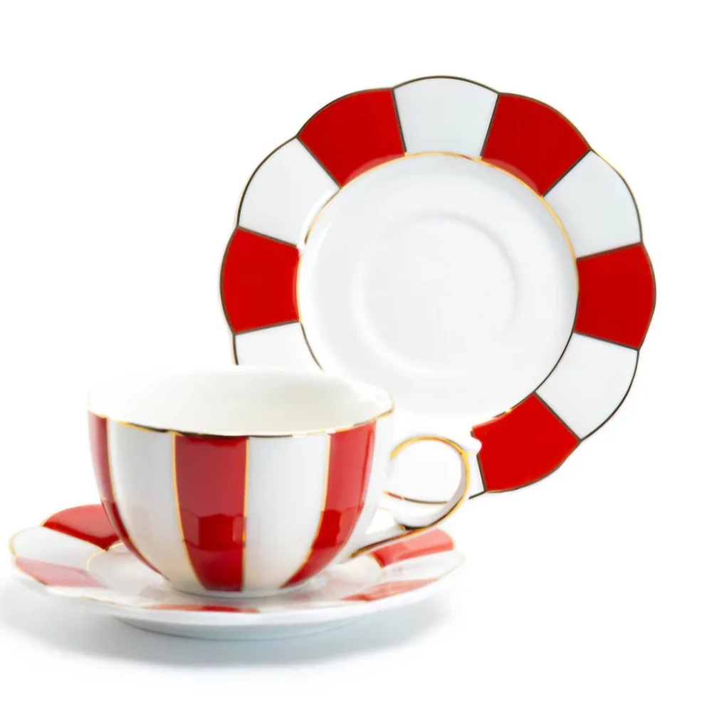 Grace Red and White Teacup and Saucer Set NEW - Picture 8 of 8